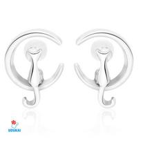 Auskarai Moon Kitty Silver; 2vnt