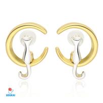 Auskarai Moon Kitty Gold; 2vnt