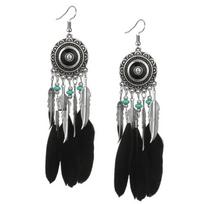 Auskarai Bohema Black Feathers; 2vnt