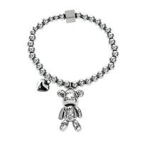 Apyrankė Meškiukas Metal su širdele sidabro spalvos; 17-20cm