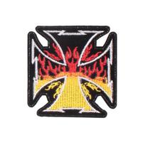 Antsiuvas medžiaginis Fire Cross; 9x9cm