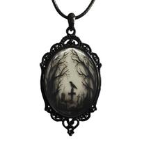 Kaklo papuošalas Gothic Morning Crow Black; 65x38mm