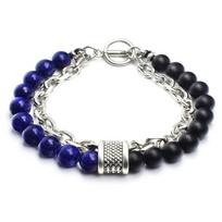 Apyrankė Stone Chain Dark Blue Black; 20cm