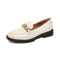 New leather spring small leather shoes 2025 spring and autumn women's soft first-layer cowhide single shoes with thick soles 35 smėlis
