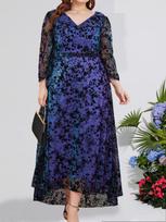 Elegantiška plius dydžio rudeninė vakarinė ir išleistuvių suknelė vakarėliams ir pamergėms 2XL karališkos mėlynos spalvos