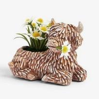 Novelty Highland Yak Flower Pot Resin Ornament, Highland Cow Home Living Room Desktop sculpture Plant Flower Pot Decoration, Holiday Gift pilka