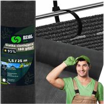Tvoros uždangalas - tinklas nuo saulės ir vėjo 95%, 1.5x25 m, 180 g/m², juodas