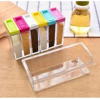 6 Pcs/Set Spice Jar Seasoning Box Kitchen Spice Storage Bottle Jar Transparent PP Salt Pepper Cumin Powder Box Kitchen Tool šviesiai pilka spalva