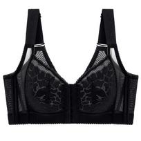 Front Button Beautiful Back Underwear Thin Women's Summer Without Steel Rims Adjustable Bra Breast Collection Bra 34/75C juoda