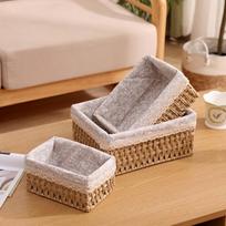 Woven Storage Basket Desktop Coffee Table Storage Box Snack Cosmetics Storage Basket Rattan Storage Box. One Size ruda