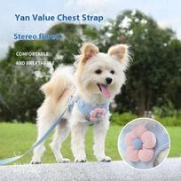 1,2M šuns pavadėlis liemenės stiliaus mažam šuniukui teddy bear, Pomeranijos specialus krūtinės diržas, šuniuko grandinėlė, šunų vedžiojimo pavadėlis Pavadėlių rinkinys Reguliuojama 0-3kg rožinė