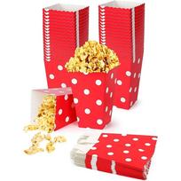 50pcs Red Polka Dot Paper Popcorn Boxes, Multipurpose Snack Containers for Weddings, Birthdays, Anniversaries, Bachelor Parties 50PCS