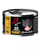 Alpha Spirit Wet konservai sterilizuotoms katėms su triušiena, 6x200 g