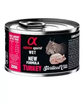 Alpha Spirit Wet konservai sterilizuotoms katėms su kalakutiena, 6x200 g