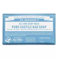 DR. BRONNER'S ekologiškas Kastilijos vaikiškas muilas be kvapų BABY MILD, 140 g