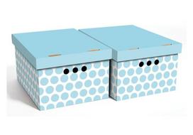 Dėžutės daiktams A4 Dots Blue, 2 vnt., 25x18x33 cm