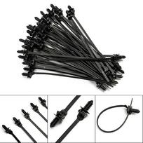 50pcs Cable Ties Black Push Clips Released Zip Straps