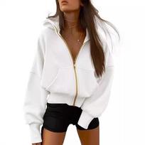 Women's Zip-Up Cropped Fleece Hoodie - 2024 Autumn/Winter Fashion Small balta
