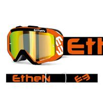 ETHEN MX05177 motokroso akininiai su auksiniu veidrodiniu stikliuku - oranžinė/juoda