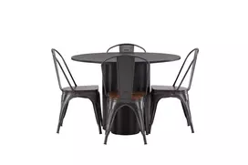 OliviaDining Table – juoda/juoda fanera+tempinė valgomojo kėdė – tamsiai pilka/tamsiai ruda MDF_4