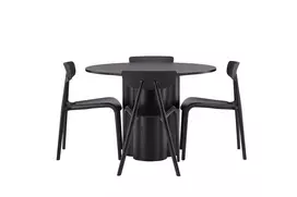 OliviaDining Table-juoda/juoda fanera+Ursholmen valgomojo kėdė-juoda Polipropilenas_4