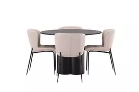 OliviaDiningTable-Juoda/JuodaVeneer+Kuklus valgomojo kėdė-Beige/BeigeBoucle_4