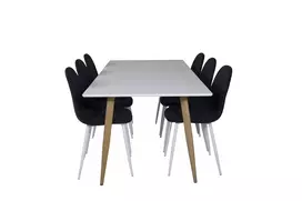 Polar Valgomojo stalas, 180*90*H75 + Polar Valgomojo kėdė, juoda/pilka