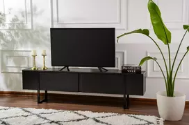 TV stovas, Serenity, mediena juoda Juoda, 180 x 50 x 29,5 cm
