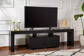 TV stovas, anklavas, medinis juodas, 180 x 50 x 31,3 cm