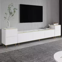 TV blokas, Imaj, baltas marmuras Auksinis, 180 x 45,2 x 35 cm