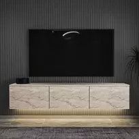 TV stovas, neoninis apšvietimas, travertinas, 160 x 35 x 32 cm