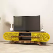 TV blokas, Defne, graikinis riešutas Geltona, 145 x 37 x 37 cm
