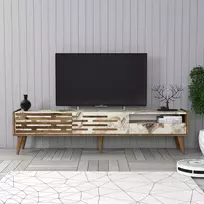 TV stovas, Valensija, Riešutas Baltas Marmuras, 180 x 35 x 45 cm