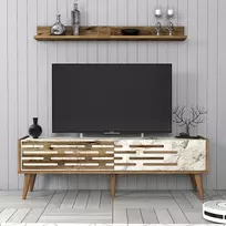 TV blokas, Valensija, Riešutas Baltas Marmuras, 140 x 35 x 45 cm