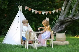 Vaikiškas stalo komplektas, Hanah Home, elnias, ruda