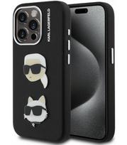 Juodas dėklas Apple iPhone 15 Pro telefonui "Karl Lagerfeld Grained PU K&CH Heads Case"