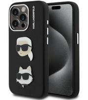 Juodas dėklas Apple iPhone 15 Pro Max telefonui "Karl Lagerfeld Grained PU K&CH Heads Case"