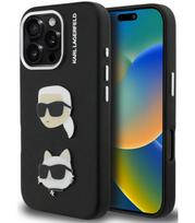 Juodas dėklas Apple iPhone 16 Pro telefonui "Karl Lagerfeld Grained PU K&CH Heads Case"