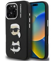 Juodas dėklas Apple iPhone 16 Pro Max telefonui "Karl Lagerfeld Grained PU K&CH Heads Case"