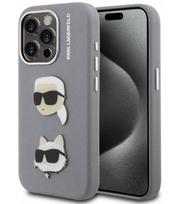 Pilkas dėklas Apple iPhone 15 Pro Max telefonui "Karl Lagerfeld Grained PU K&CH Heads Case"