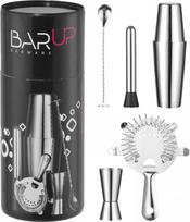 Bar Up Baro rinkinys vamzdelyje, suplaktuvas, džiggeris, sietelis, purkštukas, šaukštas - sidabrinis