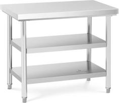 Royal Catering Centrinis plieninis stalviršis 2 lentynos 100 x 60 cm iki 600 kg
