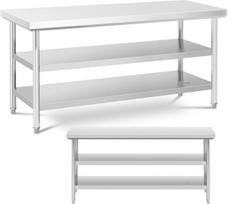 Royal Catering Centrinis plieninis stalviršis 2 lentynos 180 x 60 cm