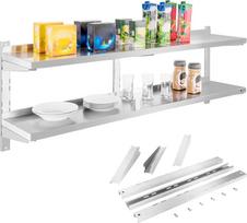 Royal Catering Dviguba reguliuojama plieninė sieninė pakabinama lentyna 160 cm
