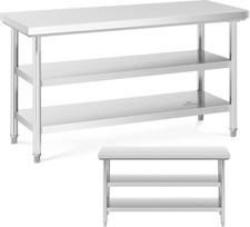 Royal Catering Nerūdijančio plieno stalviršis su 2 lentynomis 150x60 cm