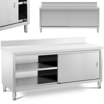 Royal Catering Sieninė nerūdijančio plieno kampinė spintelė su stumdomomis durimis 200x60cm