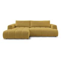 Garstyčių spalvos sulankstoma/su sandėliavimo vieta kampinė sofa (su kairiuoju kampu/su gultu) Fuji – Bobochic Paris