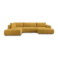 Garstyčių spalvos sulankstoma/su sandėliavimo vieta kampinė sofa (su kairiuoju kampu/„U“ formos) Fuji – Bobochic Paris
