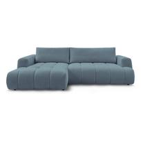 Mėlynos spalvos sulankstoma/su sandėliavimo vieta kampinė sofa (su kairiuoju kampu/su gultu) Fuji – Bobochic Paris