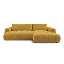 Garstyčių spalvos sulankstoma/su sandėliavimo vieta kampinė sofa (su dešiniuoju kampu/su gultu) Fuji – Bobochic Paris